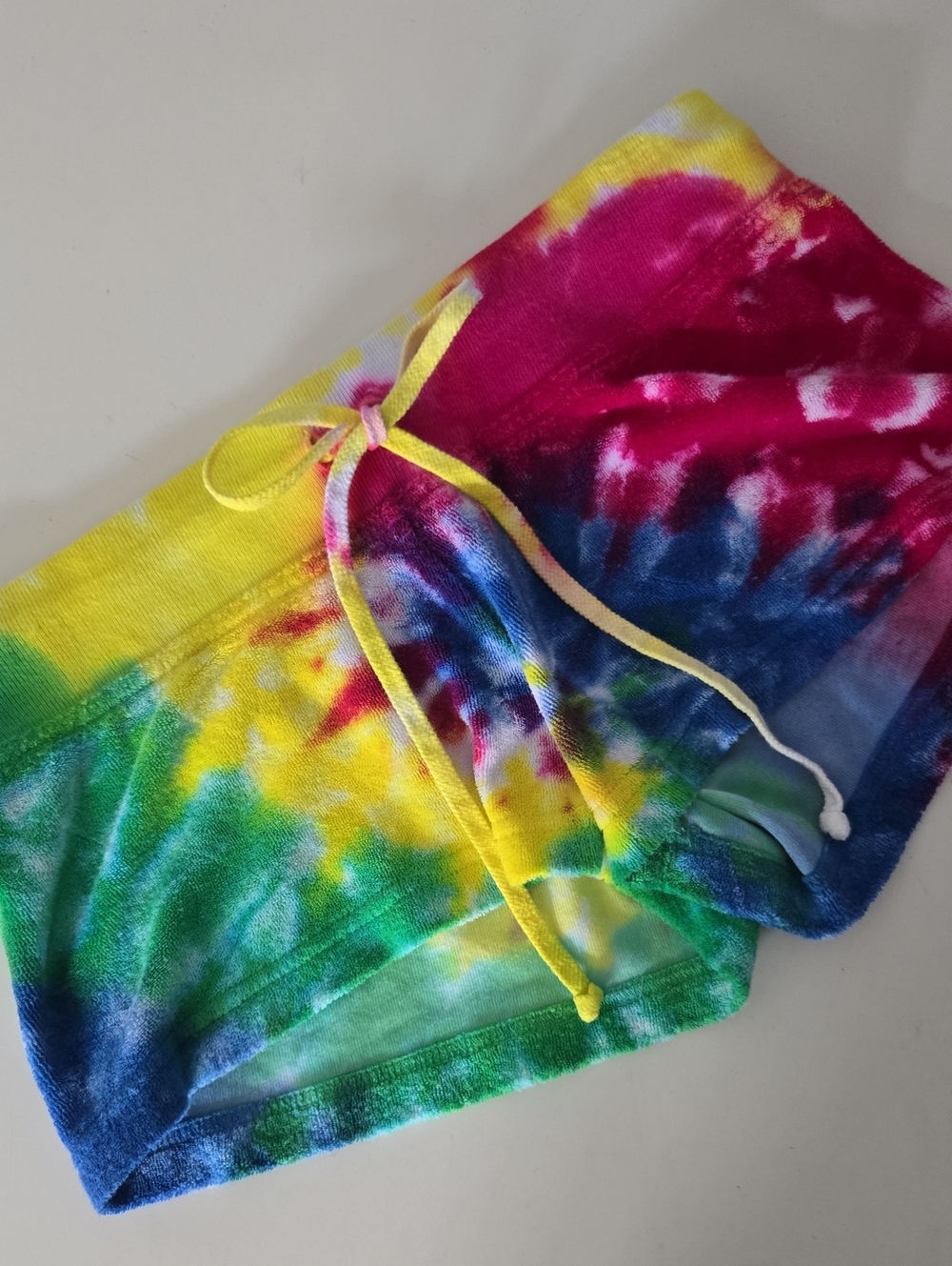 Vintage 90's/Y2K Hard Tail Tie-Dye Terry Drawstring Shorts - Multicolor - Medium